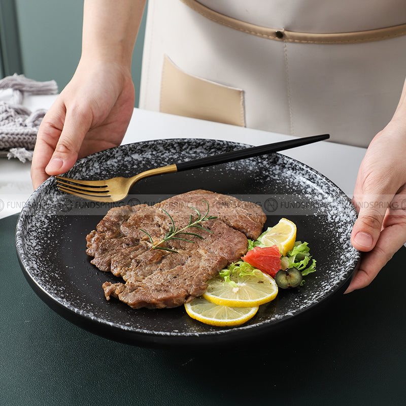 Japanese-Inspired Ceramic Elegance: Round Plate Dinnerware Set of 2 (8" and 10") Japanese-Inspired Ceramic Elegance: Round Plate Dinnerware Set of 2 (8" and 10")