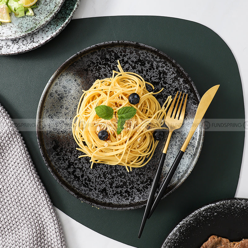 Japanese-Inspired Ceramic Elegance: Round Plate Dinnerware Set of 2 (8" and 10") Japanese-Inspired Ceramic Elegance: Round Plate Dinnerware Set of 2 (8" and 10")
