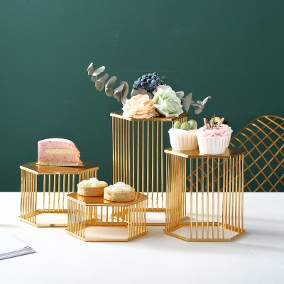 Hexagonal Afternoon Tea Delight Display Stand - Iron Snack Tray Set Hexagonal Afternoon Tea Delight Display Stand - Iron Snack Tray Set