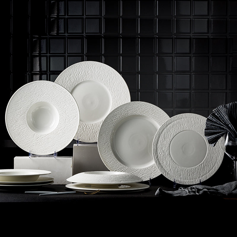 Mocaa Stone Series White Tableware Ceramic Dinnerware Shallow Plate