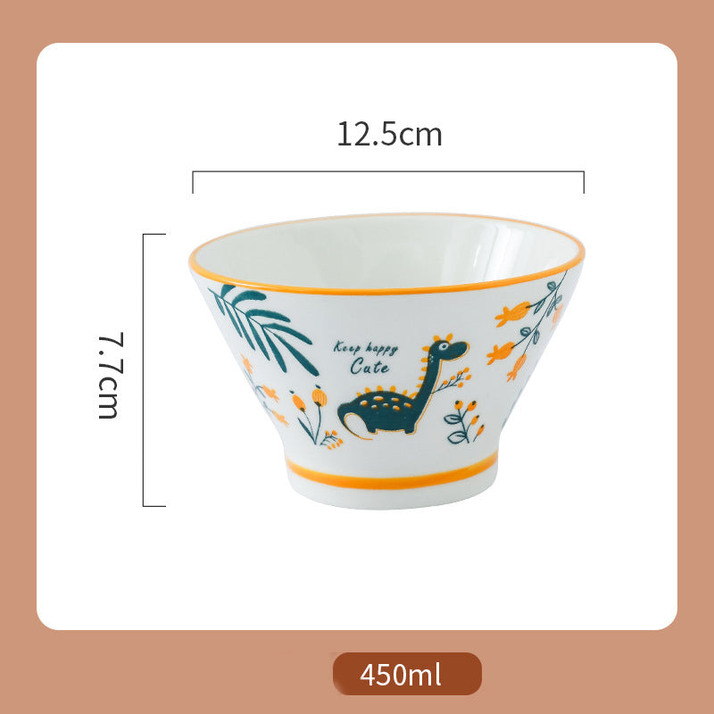 Dino Delight Ceramic Dinner Bowls - Whimsical Hat Shape, 5'' Dino Delight Ceramic Dinner Bowls - Whimsical Hat Shape, 5''