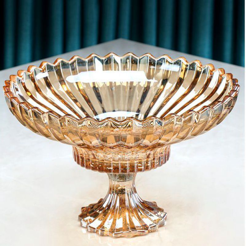 Contemporary High-Foot Crystal Glass Fruit Bowl for a Stylish Table Display Contemporary High-Foot Crystal Glass Fruit Bowl for a Stylish Table Display