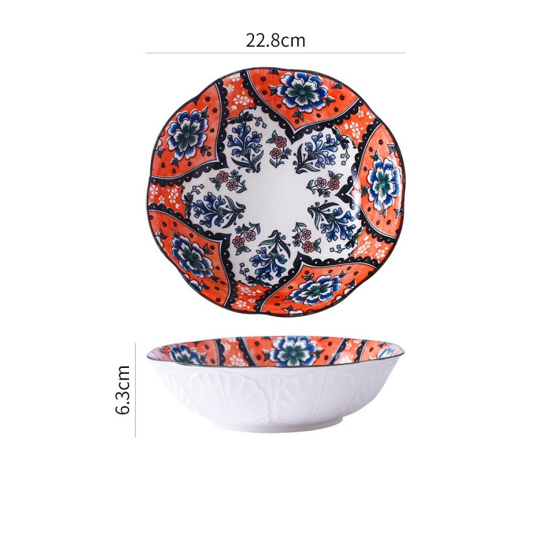 Nordic Underglaze Dinnerware: Lotus Relief Ceramic Bowl 9'' Nordic Underglaze Dinnerware: Lotus Relief Ceramic Bowl 9''