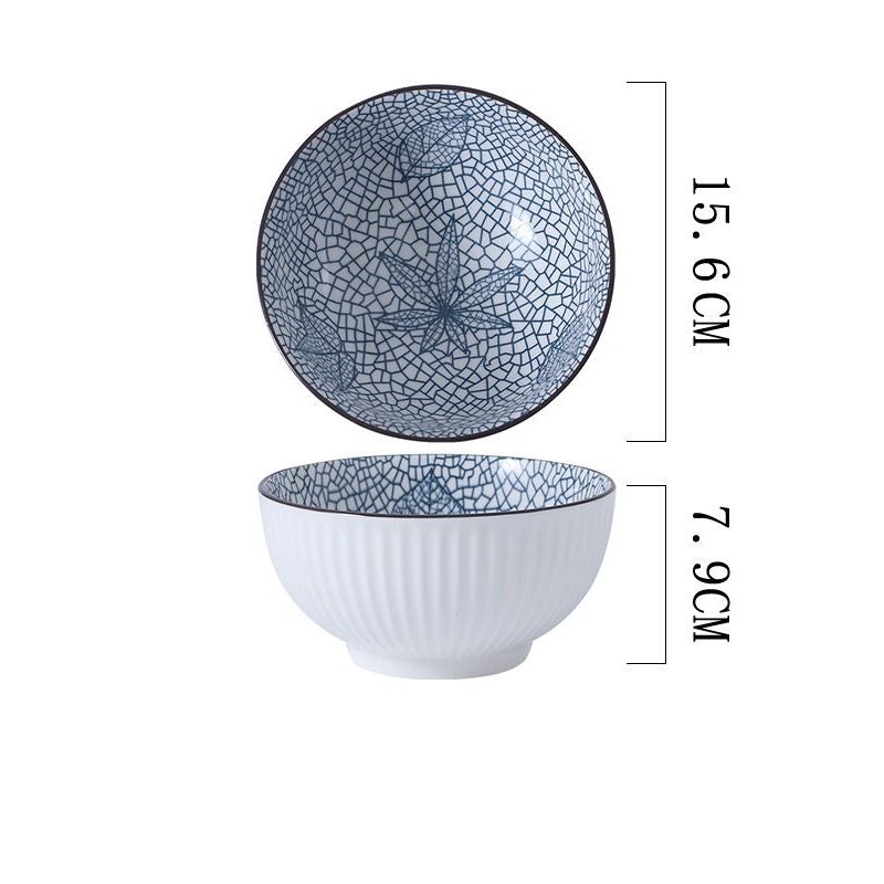 Vertical Essence: Underglaze Ceramic Bowls for Rice and Soup 4 Sizes Vertical Essence: Underglaze Ceramic Bowls for Rice and Soup 4 Sizes