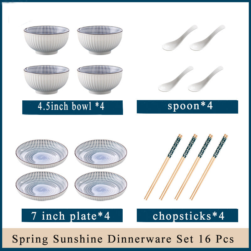 Artistry in Elevation: Set of 16 Vertical Pattern Underglaze Ceramic Dinnerware Artistry in Elevation: Set of 16 Vertical Pattern Underglaze Ceramic Dinnerware