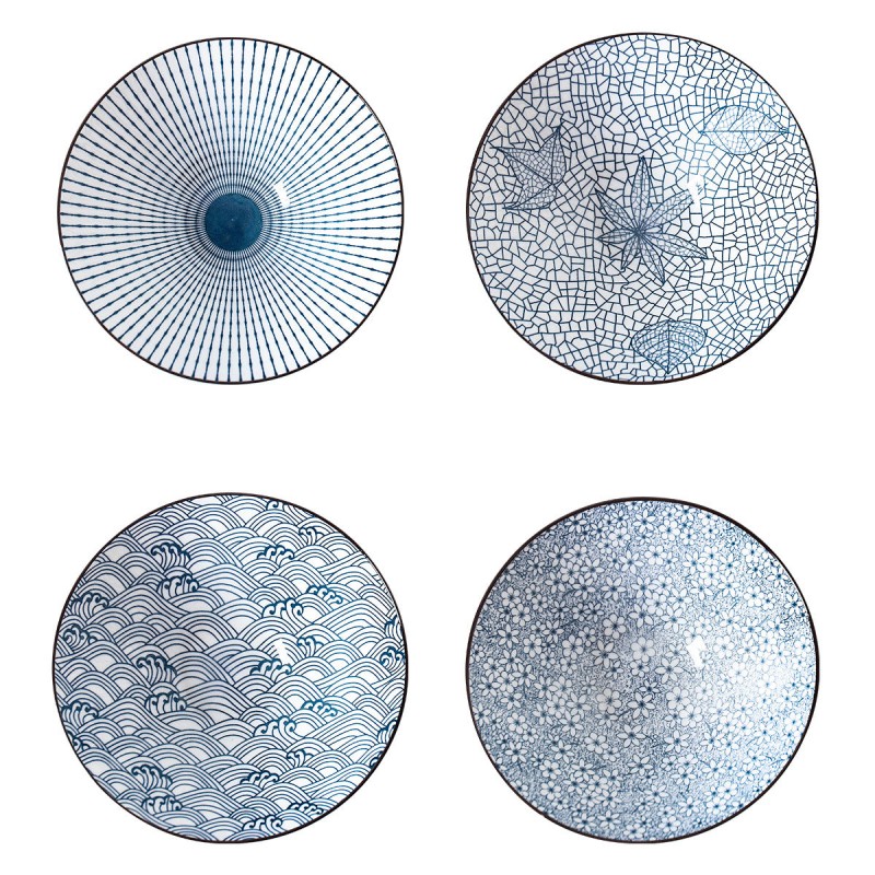 Artistry in Elevation: Set of 4 Vertical Pattern Underglaze Dinner Bowls – 8" Artistry in Elevation: Set of 4 Vertical Pattern Underglaze Dinner Bowls – 8"