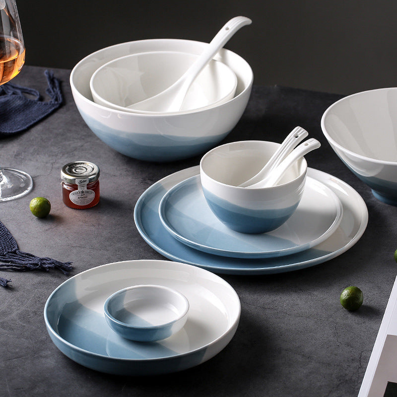 Ceramic Tableware Landscape Painting Dinnerware Gradient Bowls Plates Ceramic Tableware Landscape Painting Dinnerware Gradient Bowls Plates