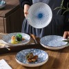 Serene Elegance: Vertical Pattern Underglaze Ceramic Round Dining Plates Serene Elegance: Vertical Pattern Underglaze Ceramic Round Dining Plates