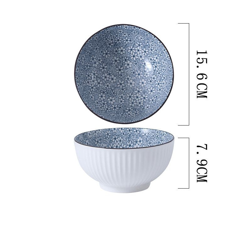 Vertical Essence: Underglaze Ceramic Bowls for Rice and Soup 4 Sizes Vertical Essence: Underglaze Ceramic Bowls for Rice and Soup 4 Sizes
