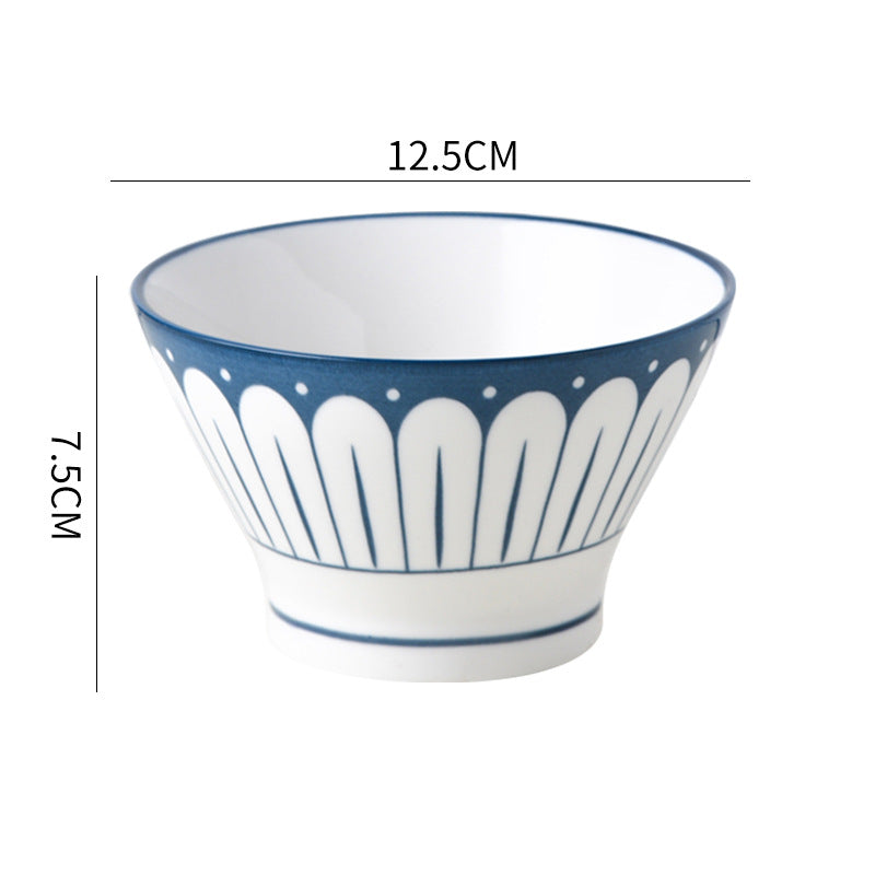 Hat-Shaped Japanese Ceramic Bowls - 5'' Underglaze Set Hat-Shaped Japanese Ceramic Bowls - 5'' Underglaze Set