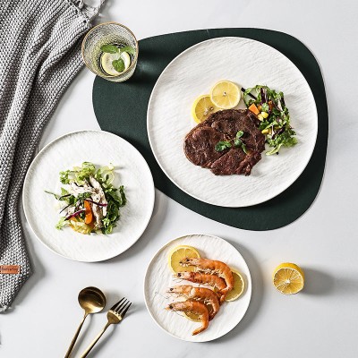 Dining Plate Solid Color Plate Ceramic Threaded Plate Set of 3 Dining Plate Solid Color Plate Ceramic Threaded Plate Set of 3