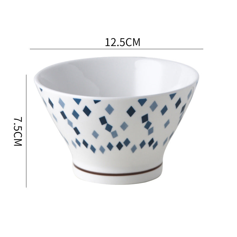 Hat-Shaped Japanese Ceramic Bowls - 5'' Underglaze Set Hat-Shaped Japanese Ceramic Bowls - 5'' Underglaze Set
