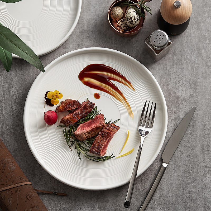 Nordic Ceramic Dinnerware Weiss Series White Plate With Edge Nordic Ceramic Dinnerware Weiss Series White Plate With Edge