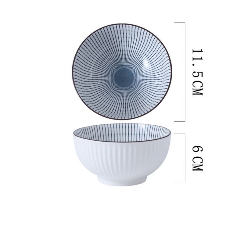 Vertical Essence: Underglaze Ceramic Bowls for Rice and Soup 4 Sizes Vertical Essence: Underglaze Ceramic Bowls for Rice and Soup 4 Sizes