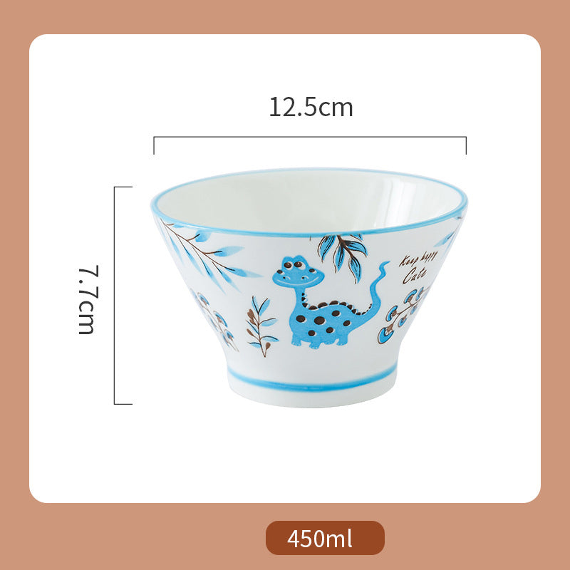 Dino Delight Ceramic Dinner Bowls - Whimsical Hat Shape, 5'' Dino Delight Ceramic Dinner Bowls - Whimsical Hat Shape, 5''