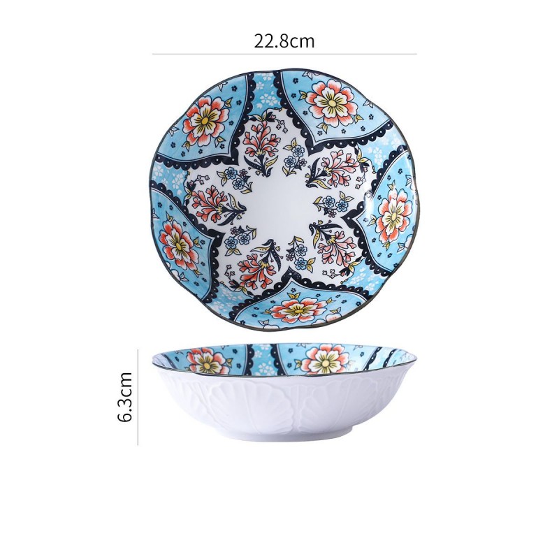 Nordic Underglaze Dinnerware: Lotus Relief Ceramic Bowl 9'' Nordic Underglaze Dinnerware: Lotus Relief Ceramic Bowl 9''