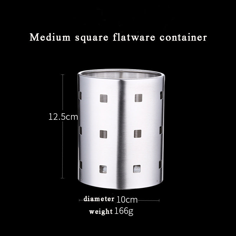 Stainless Steel Draining Cutlery Holder Round Flatware Storage Stand Stainless Steel Draining Cutlery Holder Round Flatware Storage Stand