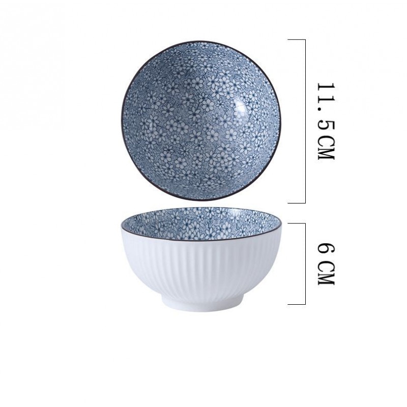 Vertical Essence: Underglaze Ceramic Bowls for Rice and Soup 4 Sizes Vertical Essence: Underglaze Ceramic Bowls for Rice and Soup 4 Sizes
