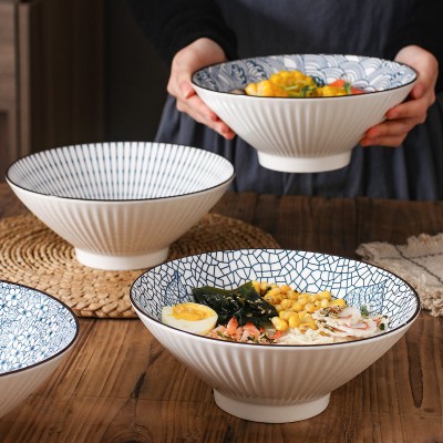 Artistry in Elevation: Set of 4 Vertical Pattern Underglaze Dinner Bowls – 8" Artistry in Elevation: Set of 4 Vertical Pattern Underglaze Dinner Bowls – 8"