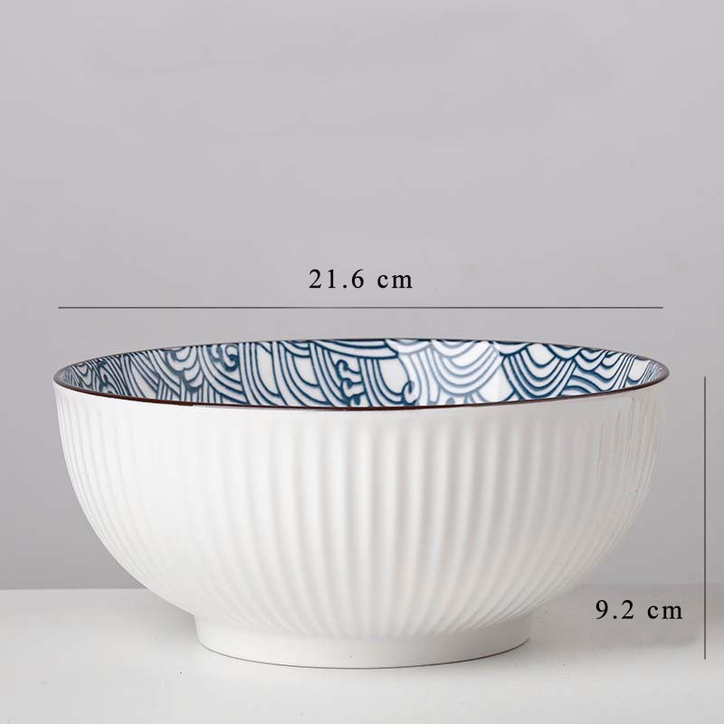 Vertical Essence: Underglaze Ceramic Bowls for Rice and Soup 4 Sizes Vertical Essence: Underglaze Ceramic Bowls for Rice and Soup 4 Sizes