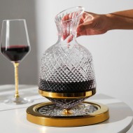 Crystal Gyro Rotating Decanter Tumbler Wine Aerator with Gold Rim 1500ML Crystal Gyro Rotating Decanter Tumbler Wine Aerator with Gold Rim 1500ML