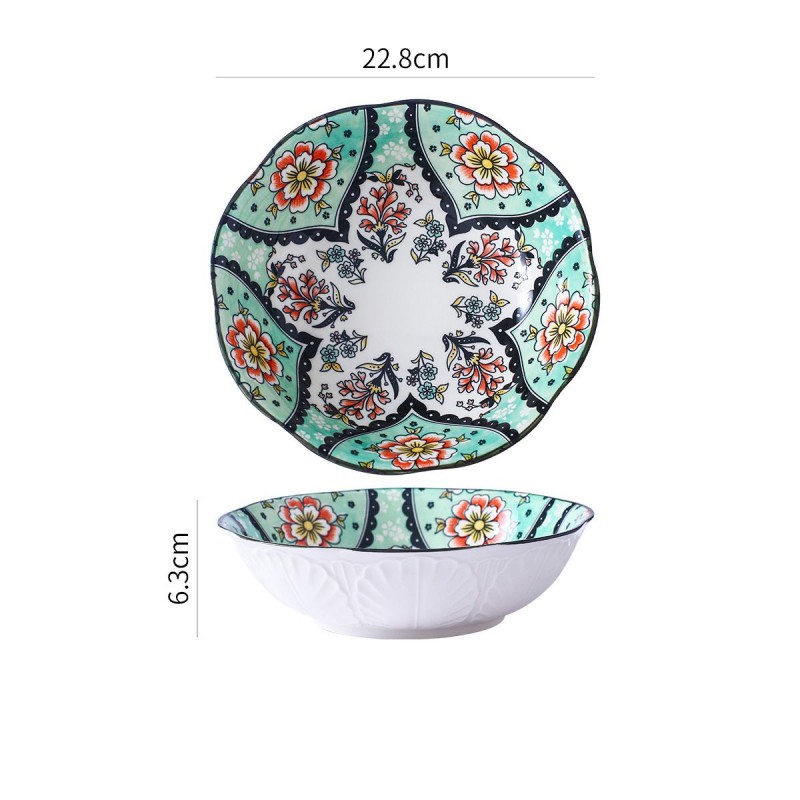 Nordic Underglaze Dinnerware: Lotus Relief Ceramic Bowl 9'' Nordic Underglaze Dinnerware: Lotus Relief Ceramic Bowl 9''
