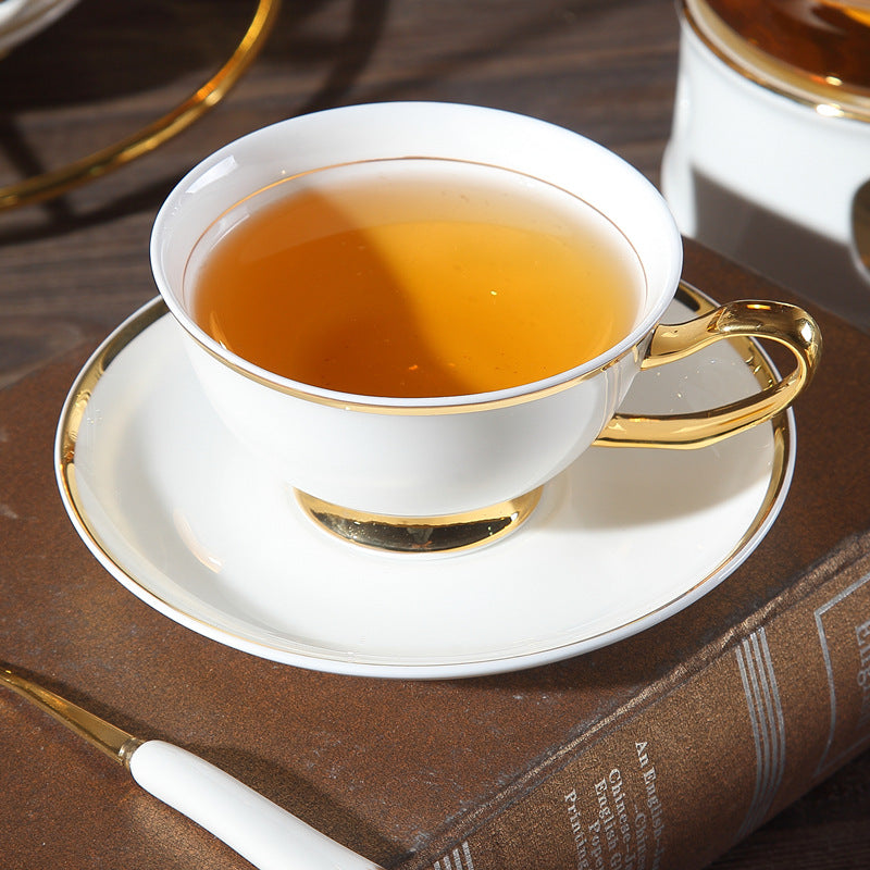 Elegant Gold-Plated Royal Flower Bone China Tea Cups and Coffee Mug Set Elegant Gold-Plated Royal Flower Bone China Tea Cups and Coffee Mug Set