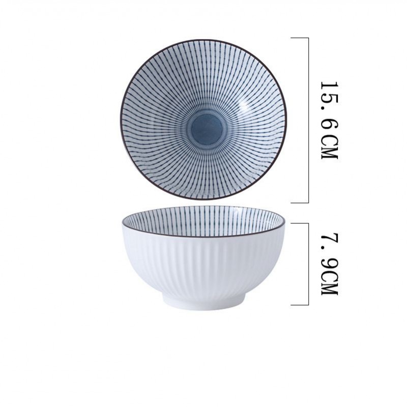 Vertical Essence: Underglaze Ceramic Bowls for Rice and Soup 4 Sizes Vertical Essence: Underglaze Ceramic Bowls for Rice and Soup 4 Sizes