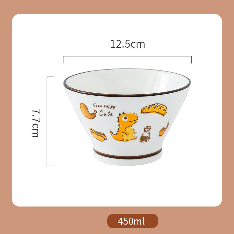Dino Delight Ceramic Dinner Bowls - Whimsical Hat Shape, 5'' Dino Delight Ceramic Dinner Bowls - Whimsical Hat Shape, 5''