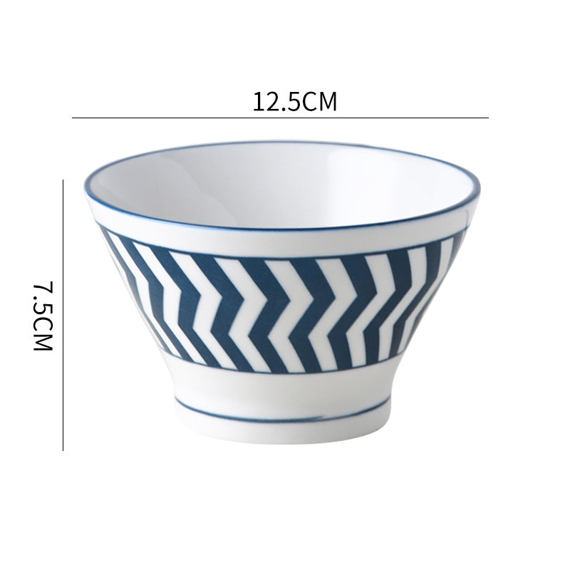 Hat-Shaped Japanese Ceramic Bowls - 5'' Underglaze Set Hat-Shaped Japanese Ceramic Bowls - 5'' Underglaze Set