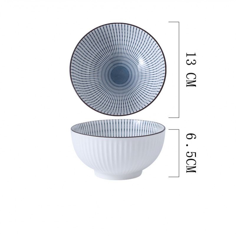 Vertical Essence: Underglaze Ceramic Bowls for Rice and Soup 4 Sizes Vertical Essence: Underglaze Ceramic Bowls for Rice and Soup 4 Sizes