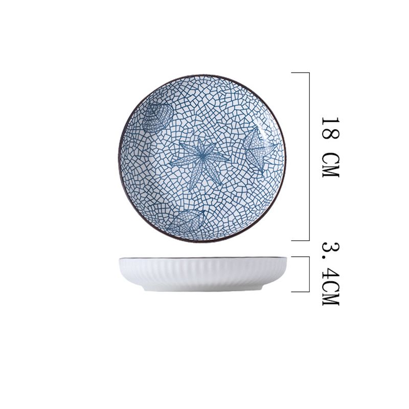 Serene Elegance: Vertical Pattern Underglaze Ceramic Round Dining Plates Serene Elegance: Vertical Pattern Underglaze Ceramic Round Dining Plates