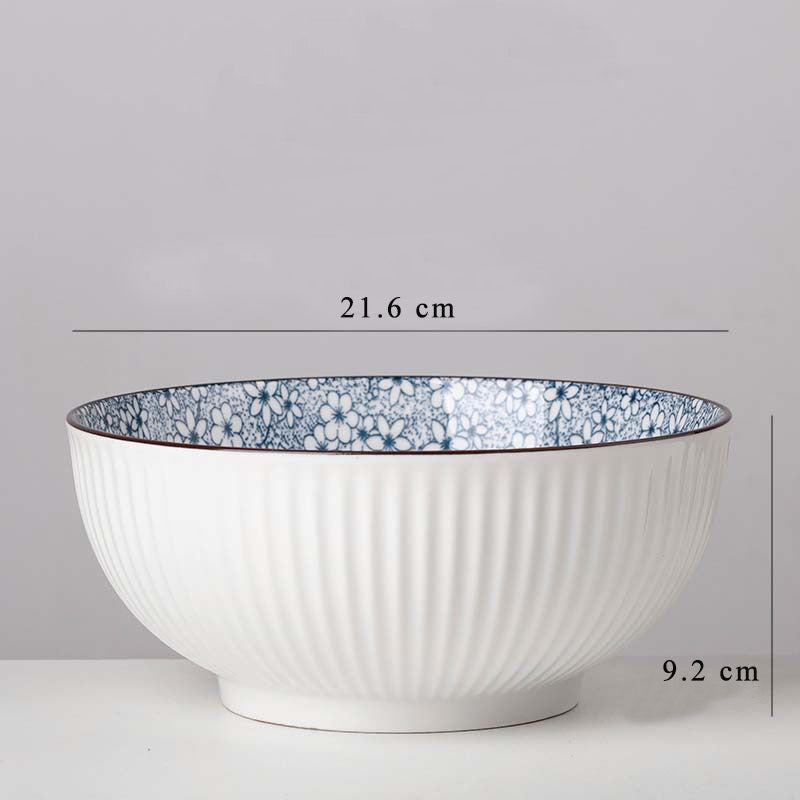 Vertical Essence: Underglaze Ceramic Bowls for Rice and Soup 4 Sizes Vertical Essence: Underglaze Ceramic Bowls for Rice and Soup 4 Sizes