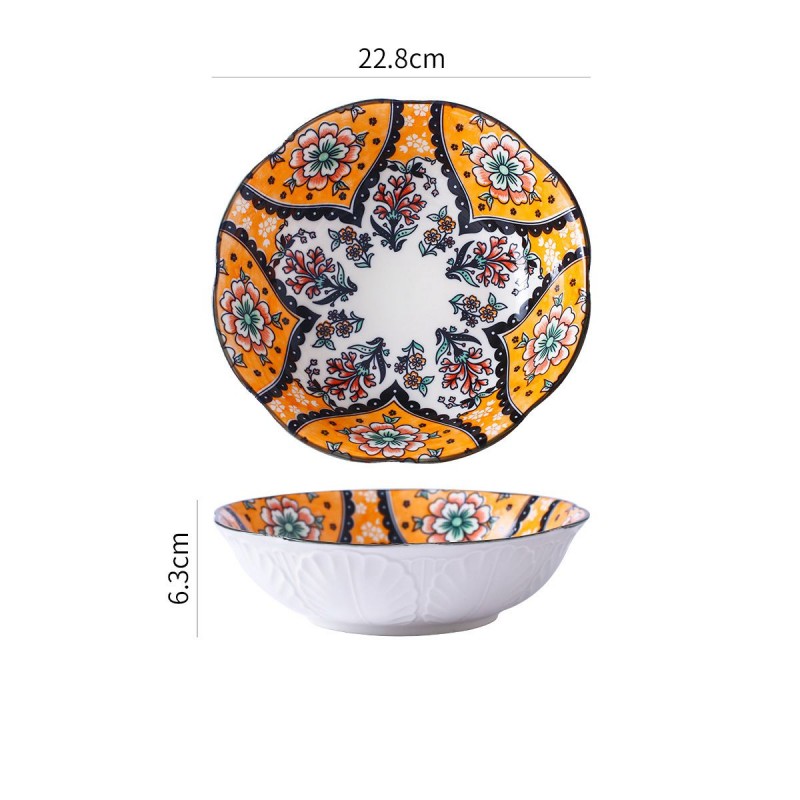 Nordic Underglaze Dinnerware: Lotus Relief Ceramic Bowl 9'' Nordic Underglaze Dinnerware: Lotus Relief Ceramic Bowl 9''