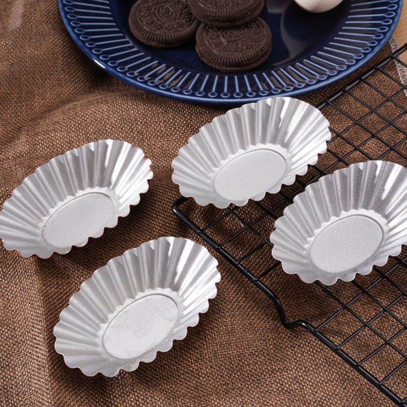 EleganceBake Oval Egg Tart Molds: Portuguese Tart and Champagne Baking Set of 4