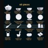 Simplism Bone China Cube Dinnerware Set Pure White Ceramic Utensils