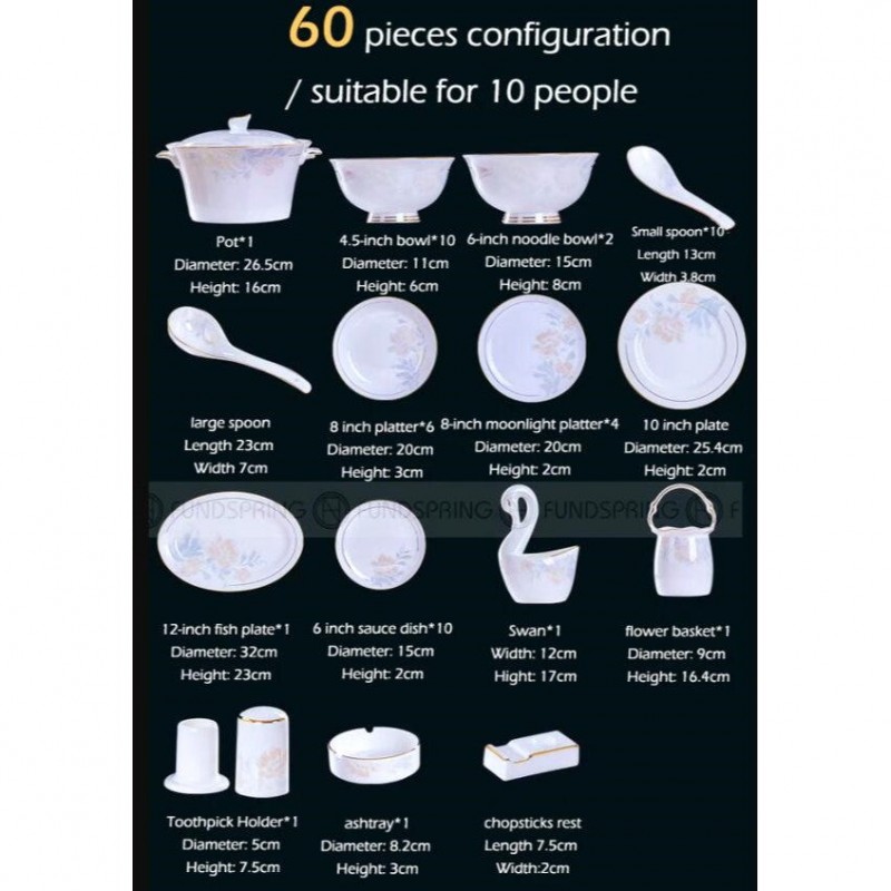 Bone China Dinnerware Set With Plates Bowls Golden Rim Tableware Bone China Dinnerware Set With Plates Bowls Golden Rim Tableware