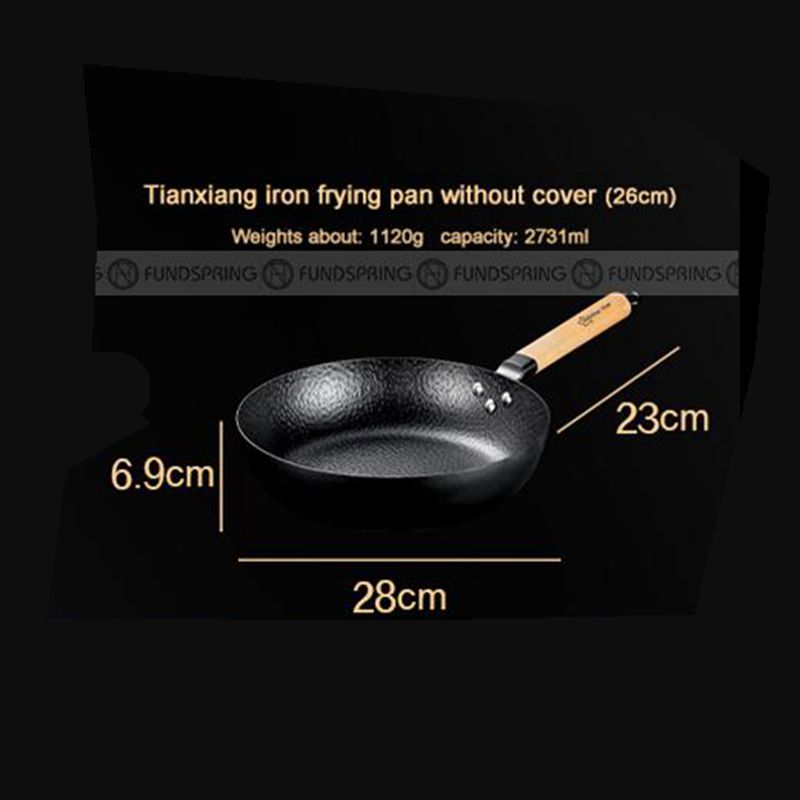 Uncoated Non-Stick Iron Skillet Wok Cast Iron Frying Pan Without Cover Uncoated Non-Stick Iron Skillet Wok Cast Iron Frying Pan Without Cover