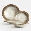Fafartc Gypsophila Series Dinnerware Ceramic Dining Plate Flat Plate Gold-white Shallow Bowl