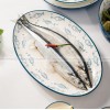 Ceramic Tableware Fish Blowing Bubbles Blue and White Dinner Bowls Plates Dish