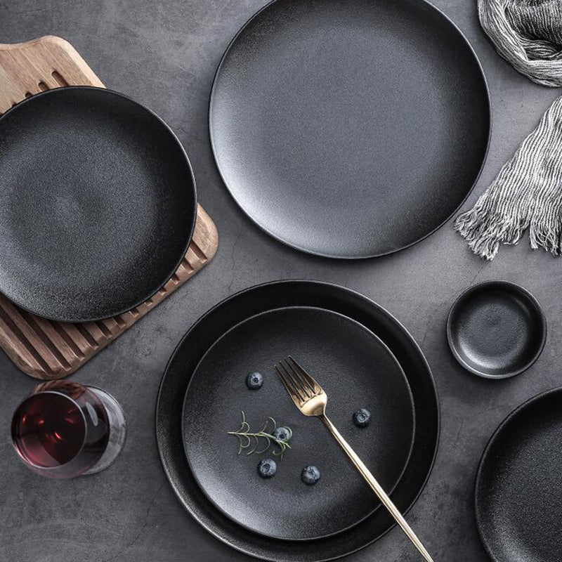 Frosted Tableware Black Ceramic Dinnerware Untensils Bowls Plates Frosted Tableware Black Ceramic Dinnerware Untensils Bowls Plates
