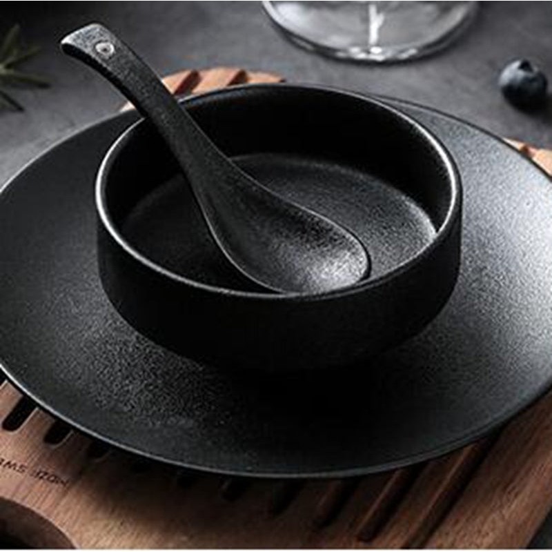 Frosted Tableware Black Ceramic Dinnerware Untensils Bowls Plates Frosted Tableware Black Ceramic Dinnerware Untensils Bowls Plates