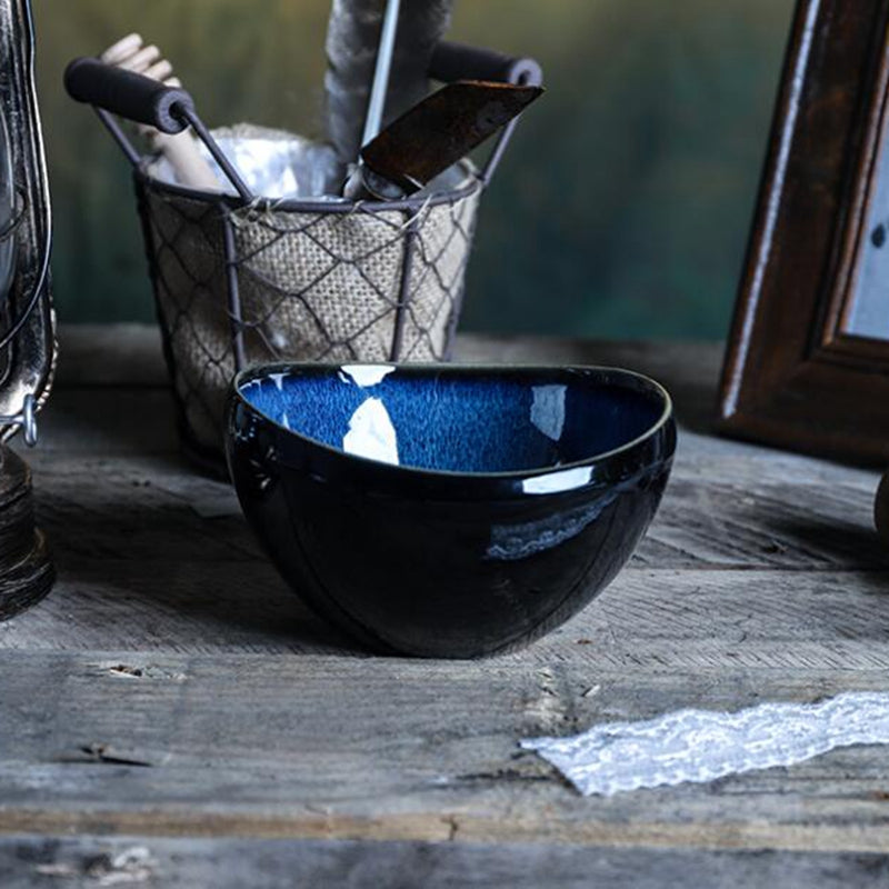Kiln Change Dinnerware Blue Glazed Tableware Ceramic Dinner Bowl Kiln Change Dinnerware Blue Glazed Tableware Ceramic Dinner Bowl