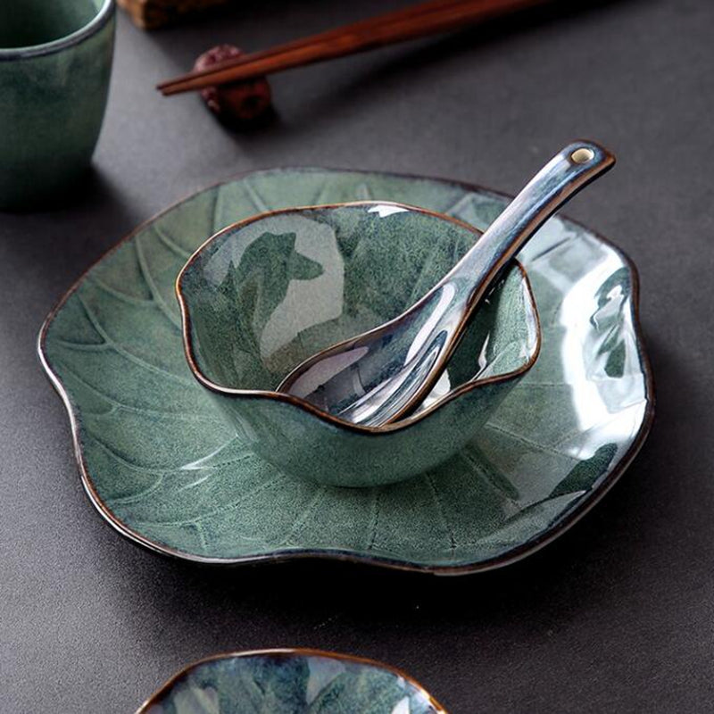 Kiln Change Dinnerware Green/Blue Glazed Ceramic Tableware Bowl Plate Kiln Change Dinnerware Green/Blue Glazed Ceramic Tableware Bowl Plate