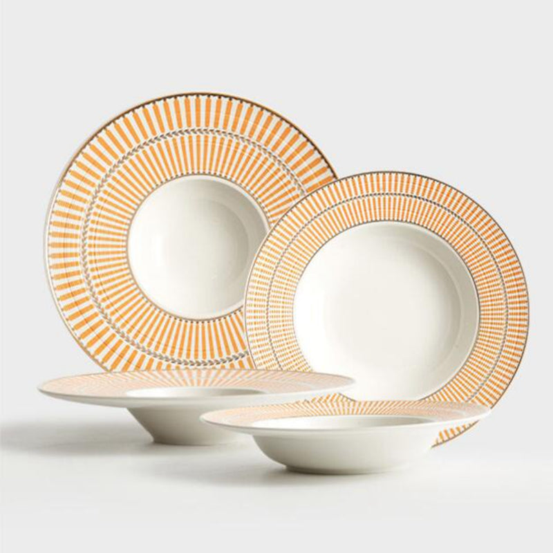 Designer Collection Tableware Weiss Series Gold-white Ceramic Dinner Plate Designer Collection Tableware Weiss Series Gold-white Ceramic Dinner Plate
