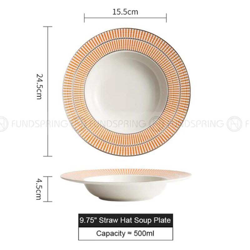 Designer Collection Tableware Weiss Series Gold-white Ceramic Dinner Plate Designer Collection Tableware Weiss Series Gold-white Ceramic Dinner Plate