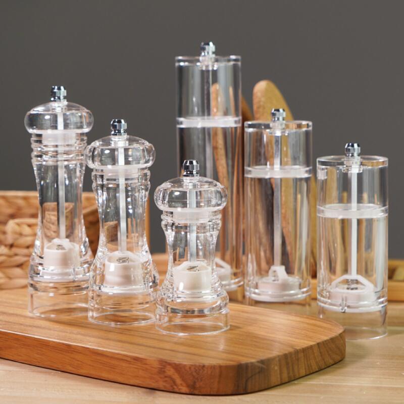 Transparent Acrylic Manual Pepper Grinder Condiment Bottle