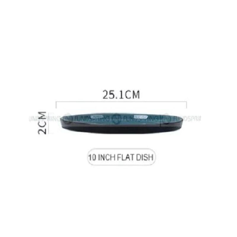 Nordic Peacock Blue Glaze Dinnerware Ceramic Flat Disc Shallow Plate Nordic Peacock Blue Glaze Dinnerware Ceramic Flat Disc Shallow Plate