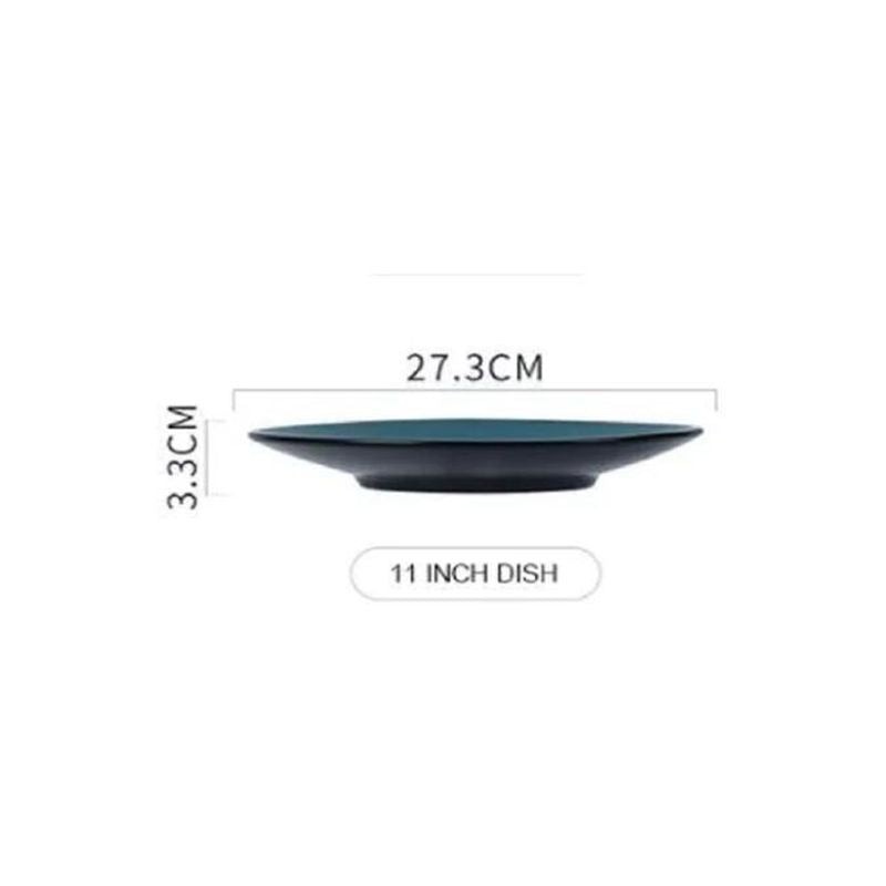 Nordic Peacock Blue Glaze Dinnerware Ceramic Flat Disc Shallow Plate Nordic Peacock Blue Glaze Dinnerware Ceramic Flat Disc Shallow Plate
