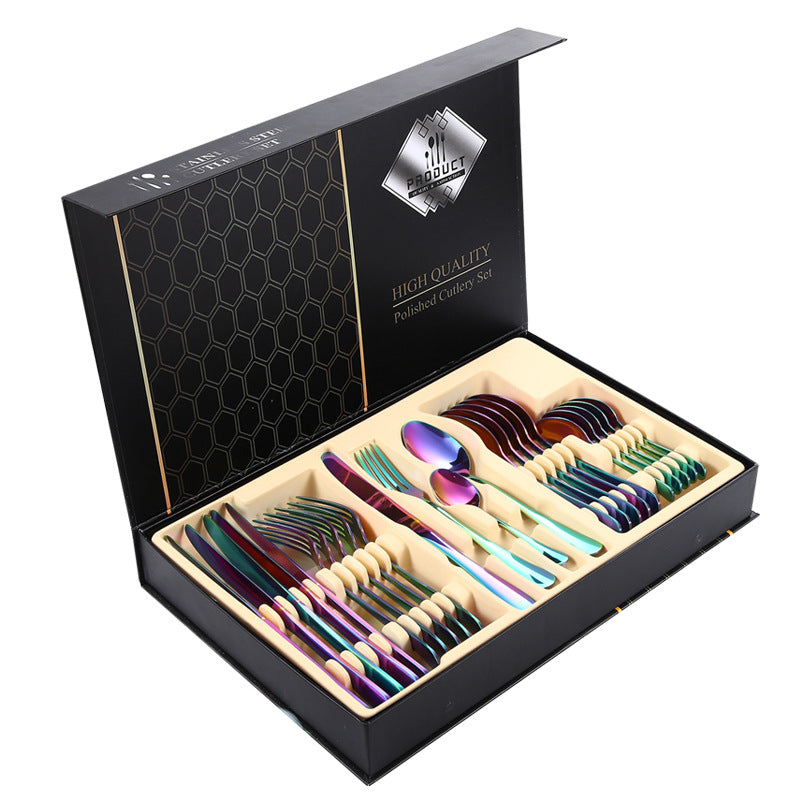 Stainless Steel Cutlery Set 24 Pcs Dinner and Steak Fork, Knife, Spoon Gift Packing Stainless Steel Cutlery Set 24 Pcs Dinner and Steak Fork, Knife, Spoon Gift Packing